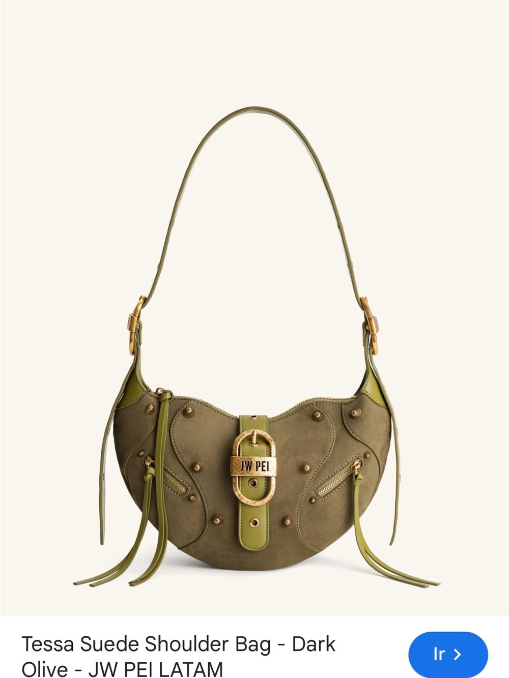 JW PEI Olive Green Tessa Suede Shoulder Bag
